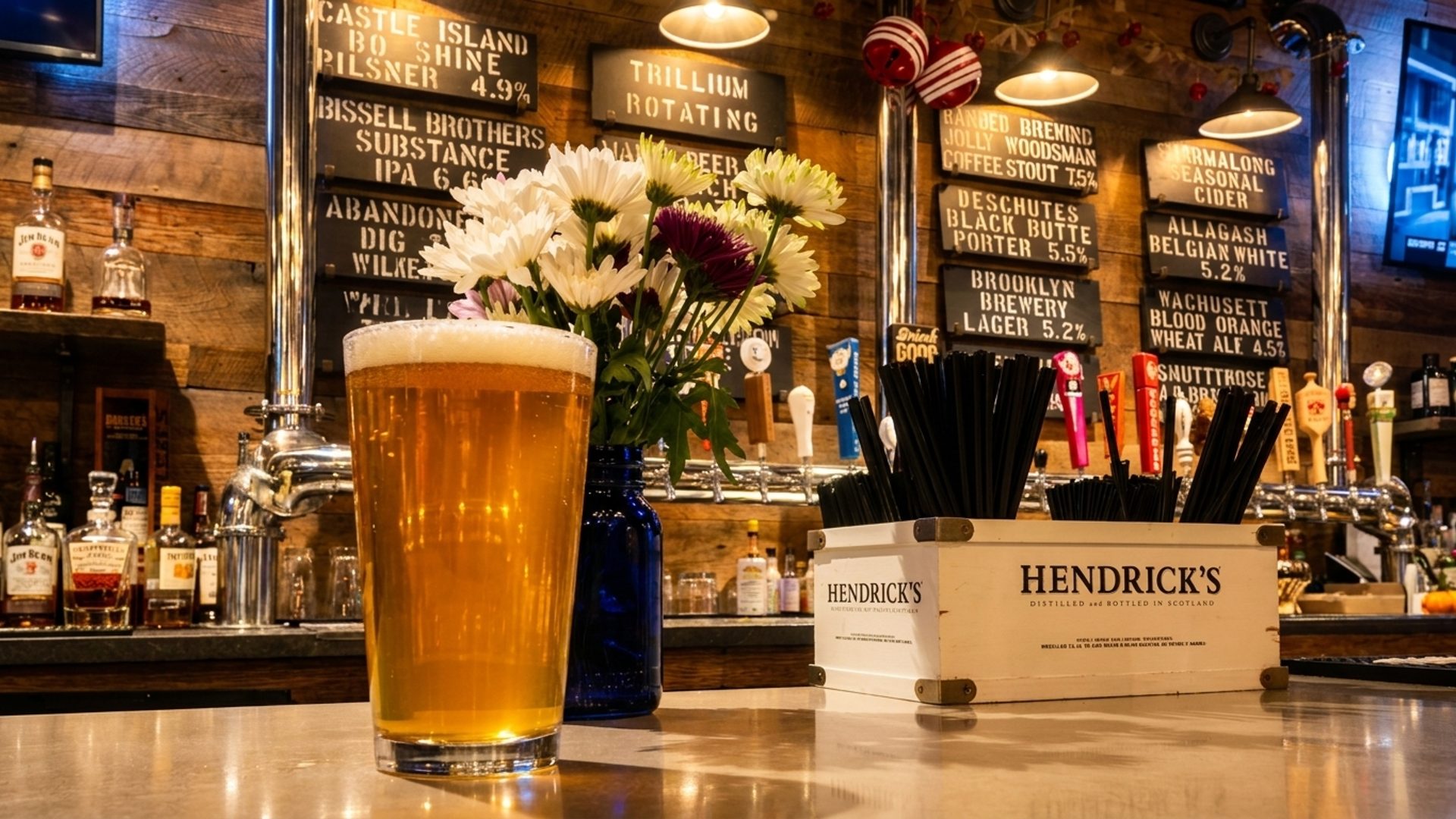 New England craft beer on draft