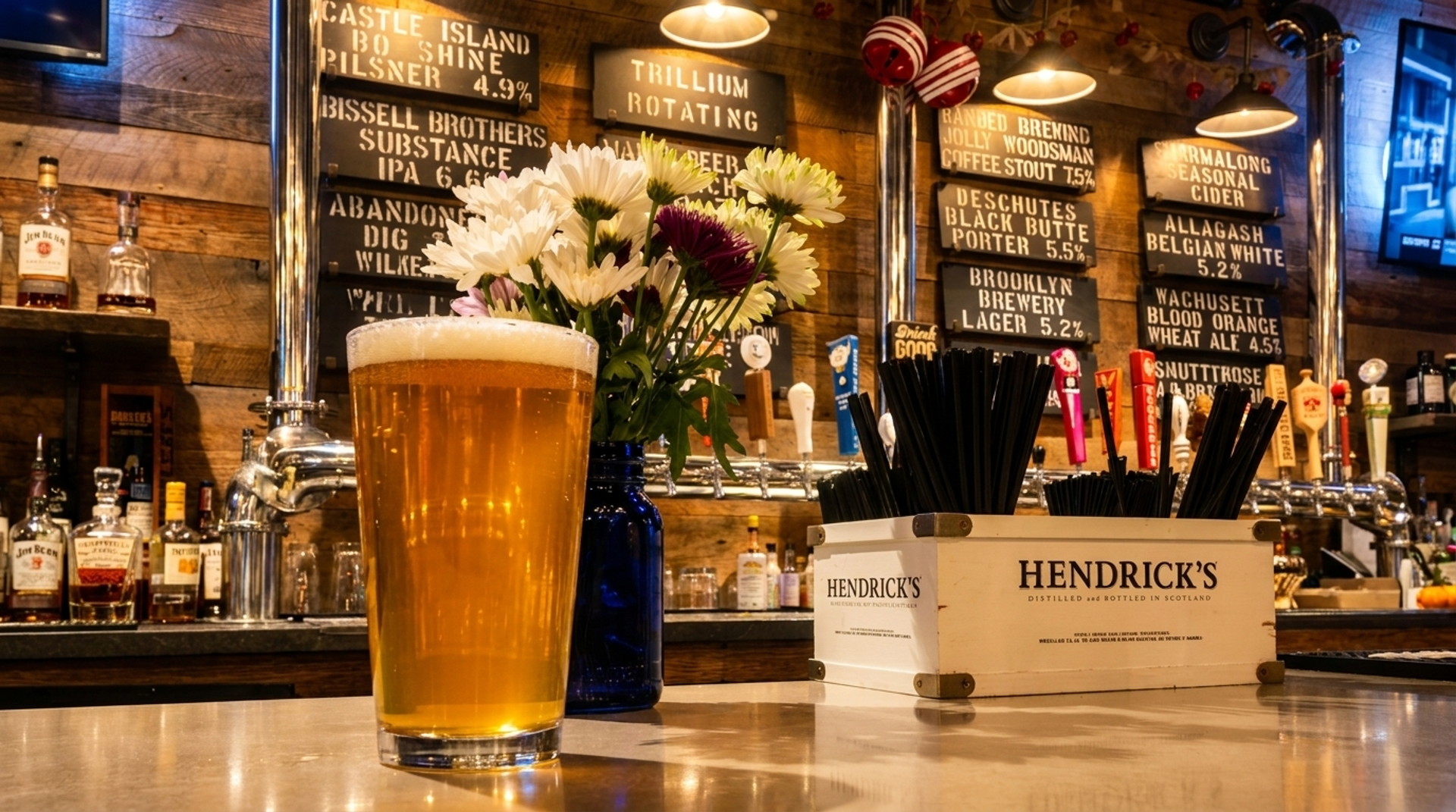 New England craft beer on draft