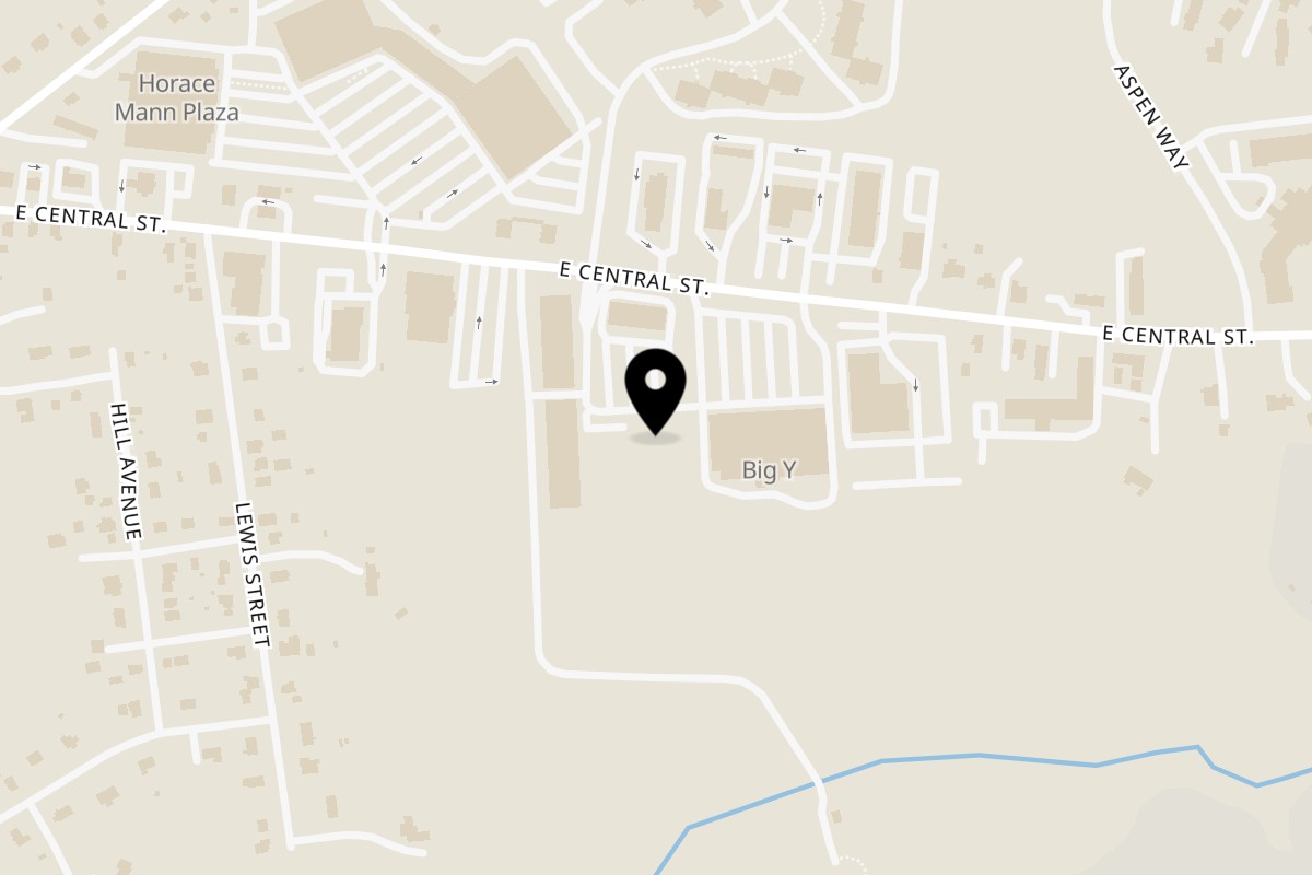 Map showing the location of The SHED craft bar & kitchen on 342 E Central St in Franklin